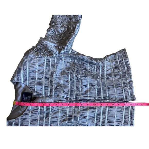 Carmen Marc Valvo Collection SILVER Grey Satin Zip Jacket Woman Size 10 - Picture 5 of 5